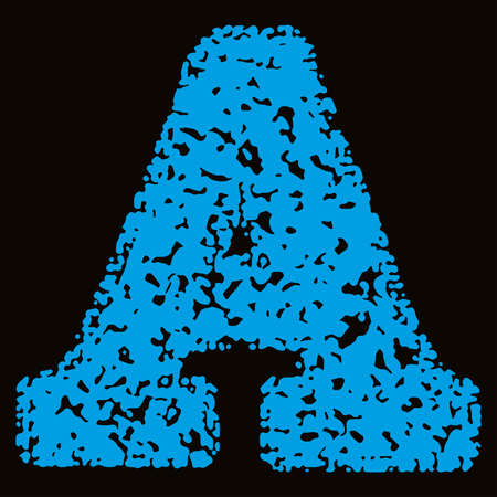 Blue grunge letter on black background.のイラスト素材