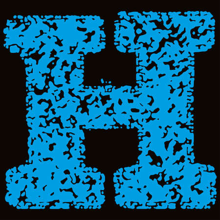 Blue grunge letter on black background.のイラスト素材