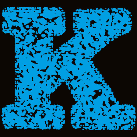 Blue grunge letter on black background.のイラスト素材