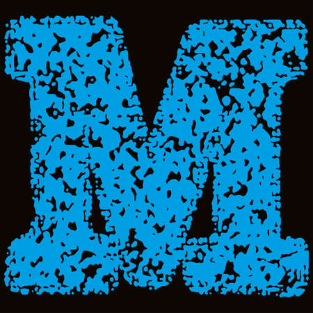Blue grunge letter on black background.のイラスト素材