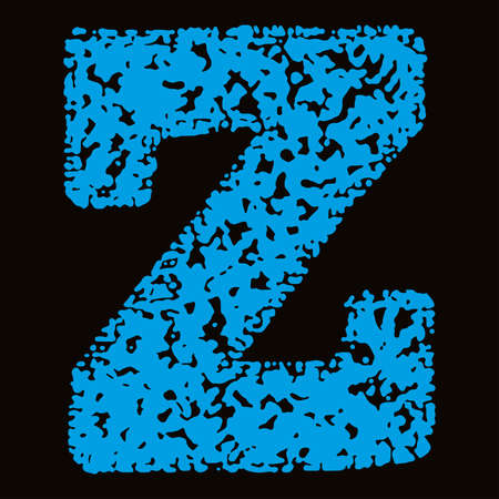 Blue grunge letter on black background.のイラスト素材