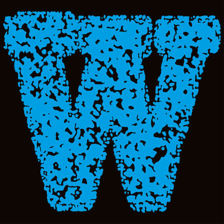 Blue grunge letter on black background.のイラスト素材