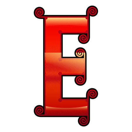 Decorative orange red vintage letter.のイラスト素材