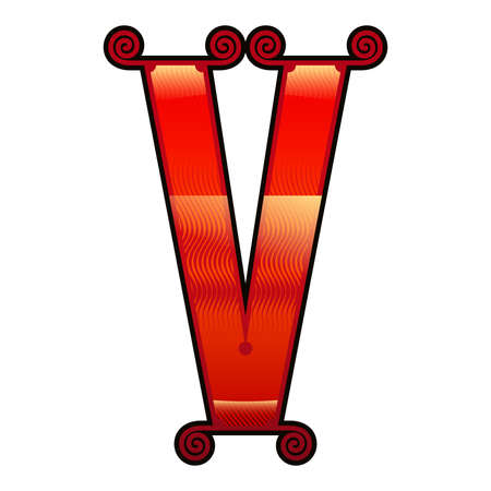 Decorative orange red vintage letter.のイラスト素材