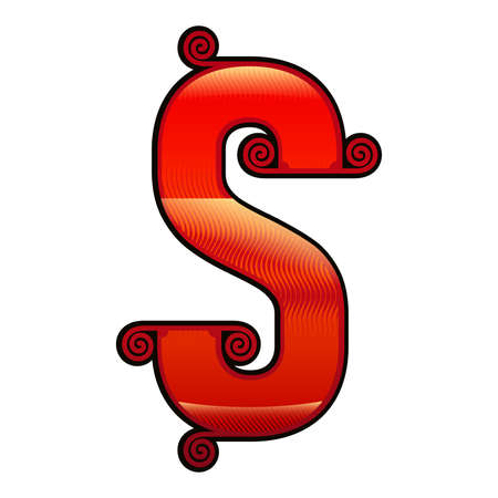 Decorative orange red vintage letter.のイラスト素材
