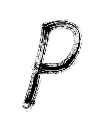 Semi-dry flat brush hand-drawn letter isolated on white background.のイラスト素材