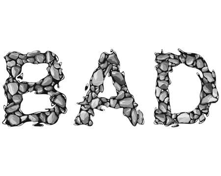 Word BAD made of stones / Decorative vector lettering.のイラスト素材