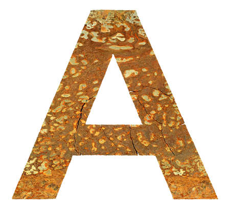 Cracked rusty coarse letter isolated on white background.の写真素材