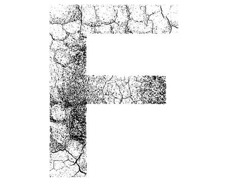 Decorative letter with cracked surface texture isolated on white background.のイラスト素材