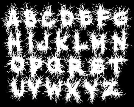 Metal music band's font.White typeset on black background.のイラスト素材