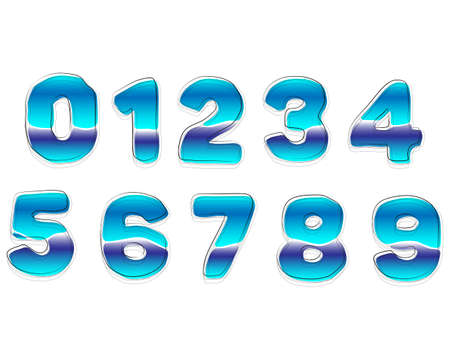 Decorative gradient blue numbers isolated on white background.
