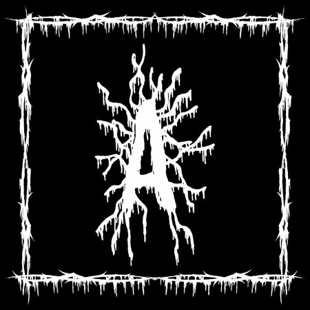 Metal music band font.White smudged and tattered letter on black background.のイラスト素材