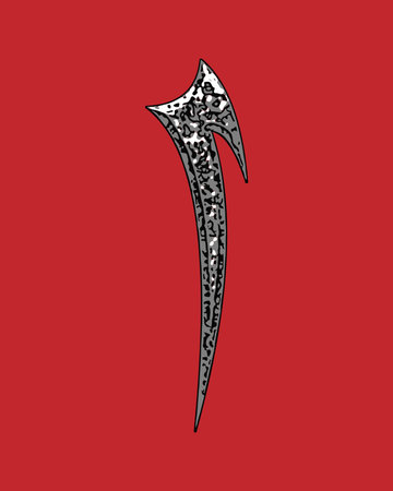 Beveled letter with coarse surface on red background.のイラスト素材