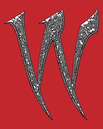 Beveled letter with coarse surface on red background.のイラスト素材