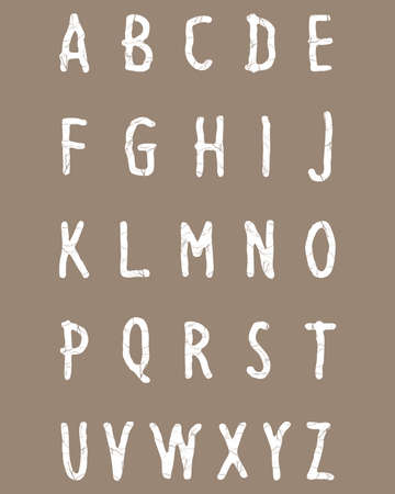 White cracked stone alphabet on brown background.のイラスト素材