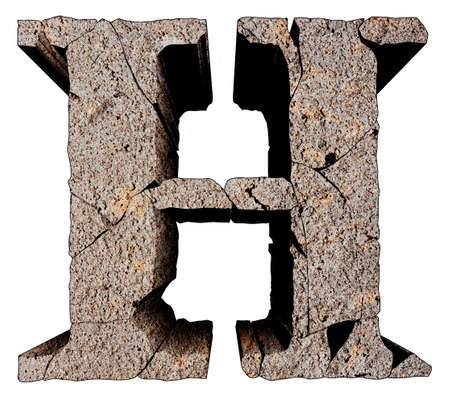 Broken stone grunge uppercase font isolated on white background.の写真素材