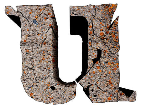 Broken stone grunge lowercase font isolated on white background.の写真素材