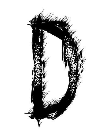 Handwritten calligraphic black paint letter isolated on white background.のイラスト素材