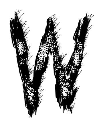 Handwritten calligraphic black paint letter isolated on white background.のイラスト素材