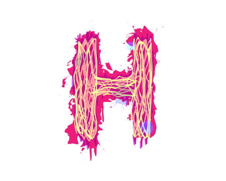 Multicolored letter with blots and smudges of paint.のイラスト素材