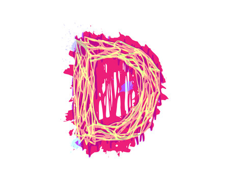 Multicolored letter with blots and smudges of paint.のイラスト素材