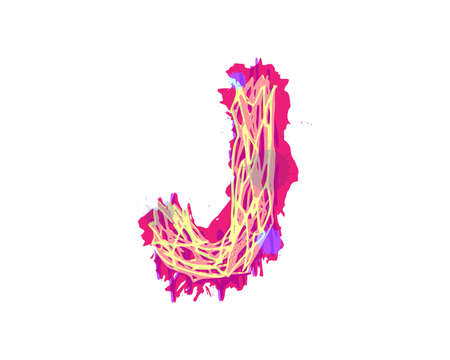 Multicolored letter with blots and smudges of paint.のイラスト素材