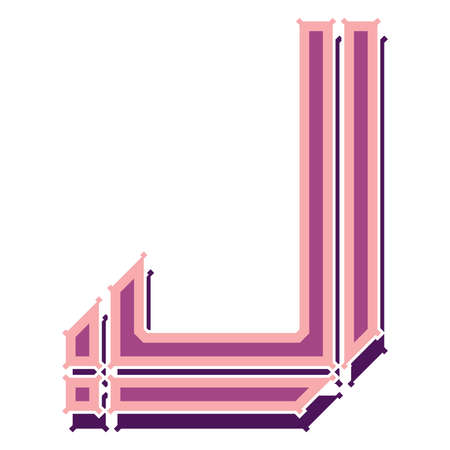 Decorative vector lettering.Pink letter isolated on white background.のイラスト素材