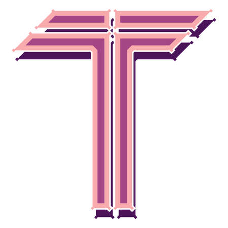 Decorative vector lettering.Pink letter isolated on white background.のイラスト素材