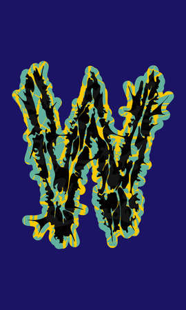 Decorative grunge letter with spines on blue background.のイラスト素材