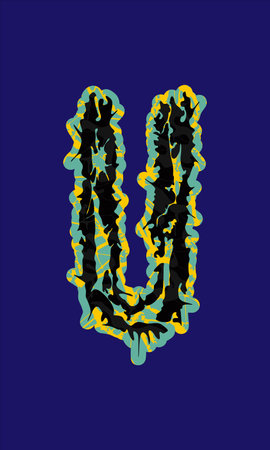 Decorative grunge letter with spines on blue background.のイラスト素材