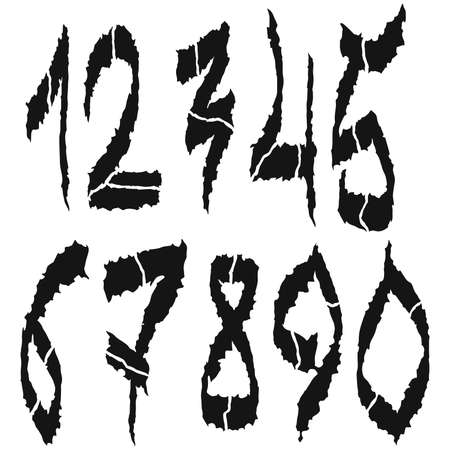 Grunge cracked numbers.Decorative font style.Vector lettering illustration.のイラスト素材