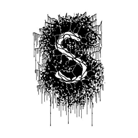 Metal music band's font. Black letter with smudges.のイラスト素材