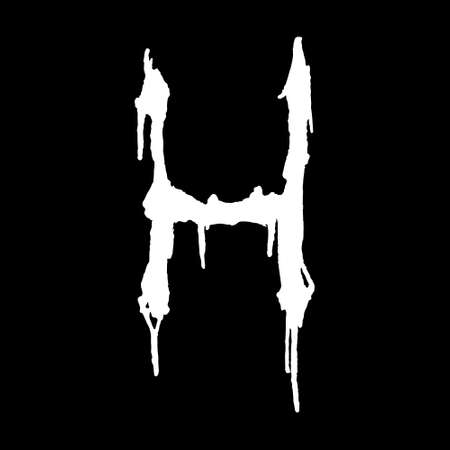 Metal music band's font.White letter with smudges on black background.のイラスト素材