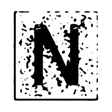 Simple grunge font.Vector uppercase letter isolated on white background.のイラスト素材