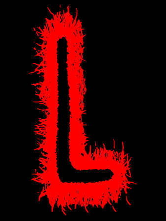 Metal music band's font.Red letter with smudges on black background.のイラスト素材