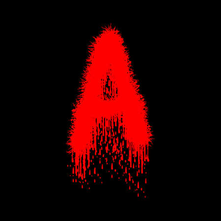 Metal music band's font.Red letter with bloodlines on black background.のイラスト素材