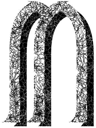 Grunge font.Uppercase letter all covered with cracks.のイラスト素材