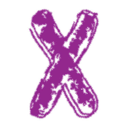 Purple uppercase letter with fur effect isolated on white background.のイラスト素材