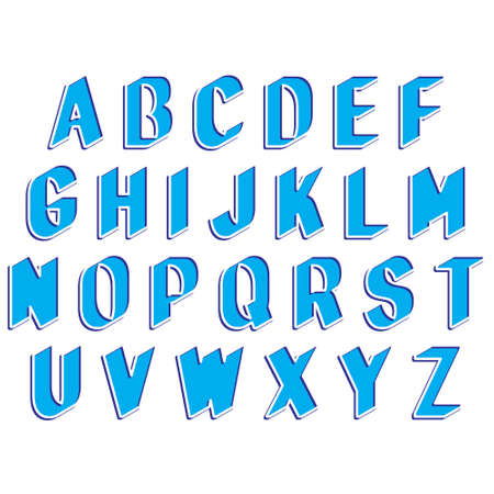 Blue decorative vector alphabet isolated on white background.Art font.のイラスト素材