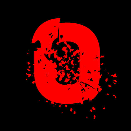 Distressed grunge font.Red vector letter on black background.のイラスト素材