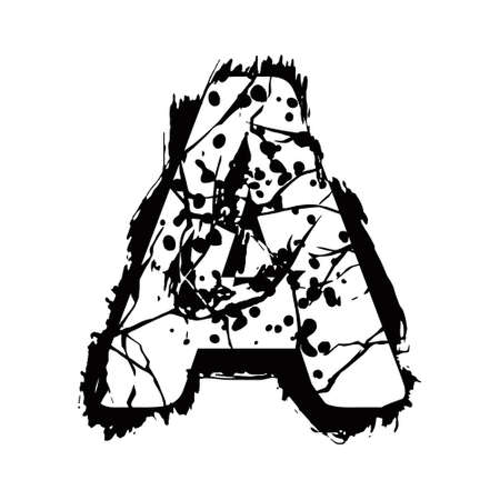 Distressed grunge font. Black vector letter isolated on white background.のイラスト素材