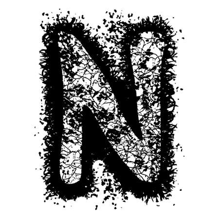Distressed grunge font. Black vector letter isolated on white background.のイラスト素材
