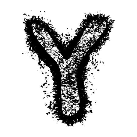 Distressed grunge font. Black vector letter isolated on white background.のイラスト素材