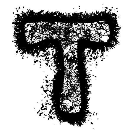 Distressed grunge font. Black vector letter isolated on white background.のイラスト素材