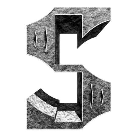 Dark stone uppercase letter. Grunge style gothic font. 3D illustration.の写真素材