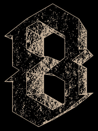 Decorative number on black background.Modern gothic style font.のイラスト素材