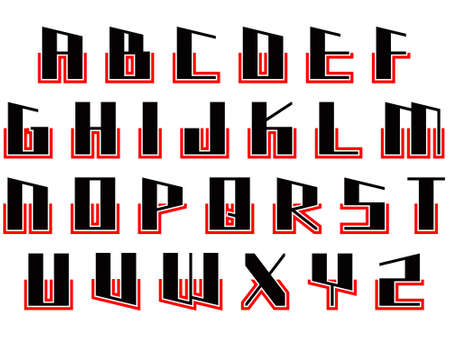 Vector decorative alphabet.Black letters isolated on white background.のイラスト素材