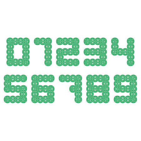 Arabesque style numbers.Green art font.Vector illustration.のイラスト素材