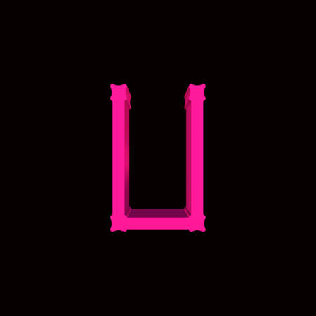 3D rendering decorative magenta letter on black background.の写真素材