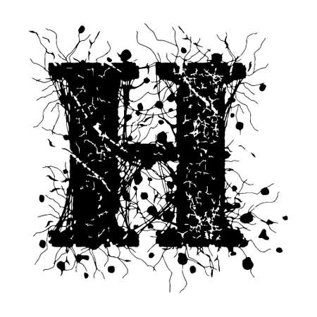Metal music style font. Grunge letter isolated on white background.のイラスト素材